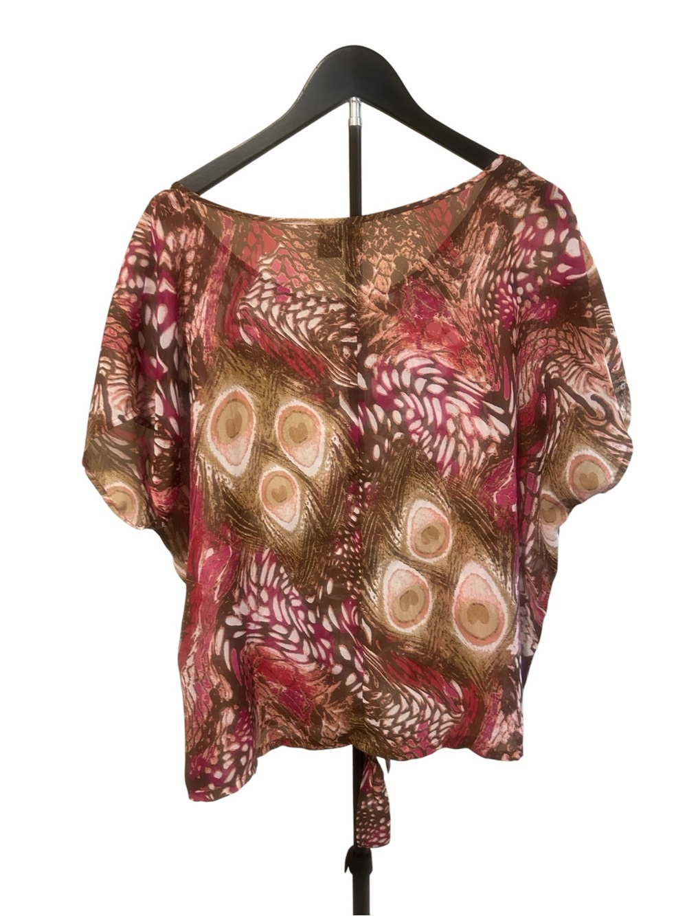 Women’s New direction Petite Large Printed Short-Sleeve Blouse in Pink and Brown